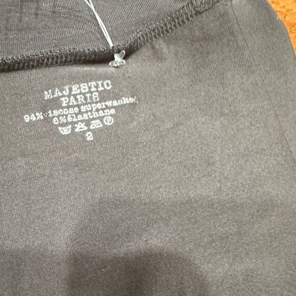 MAJESTIC PARIS Brown Turtleneck Long Sleeve Top w/Stitching Detail Size 2 - Picture 9 of 9